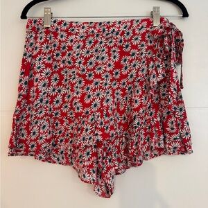 Zara Red and White Floral Patterned Garment